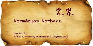 Kormányos Norbert névjegykártya