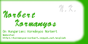 norbert kormanyos business card