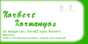 norbert kormanyos business card